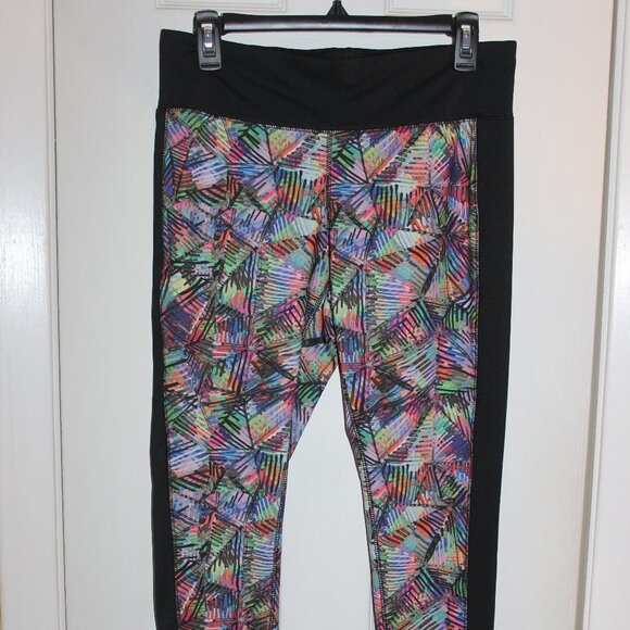 Mossimo Black Palm Leaf Print Legging Workout Multicolor Yoga Pant | SZ Large - Picture 2 of 6